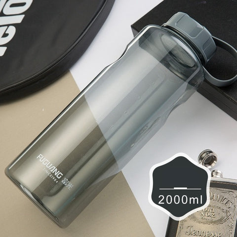 2000ml Large Capacity Water Bottles Portable Outdoor Plastic Sports Bottle With Tea Infuser Fitness Leak-proof Shaker Bottles