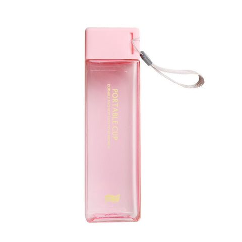 Cute New Square Tea Milk Fruit Water Cup 500ml for Water Bottles drink with Rope Transparent Sport Korean style Heat resistant