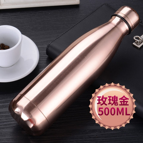 500ml Stainless Steel Water Bottle Cola Shape Thermos Double-Wall Insulated Vacuum Flask leakproof Bottle for Sports Gym Fitness