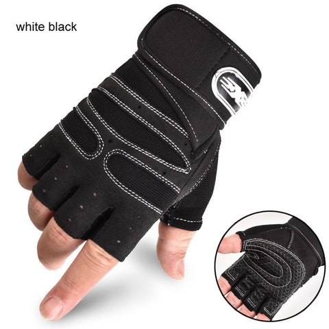 Men Fitness Heavyweight Training Half Finger Gloves Non-Slip Breathable Extended Wrist Support Bodybuilding Weightlifting Sports