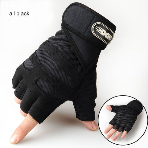 Men Fitness Heavyweight Training Half Finger Gloves Non-Slip Breathable Extended Wrist Support Bodybuilding Weightlifting Sports