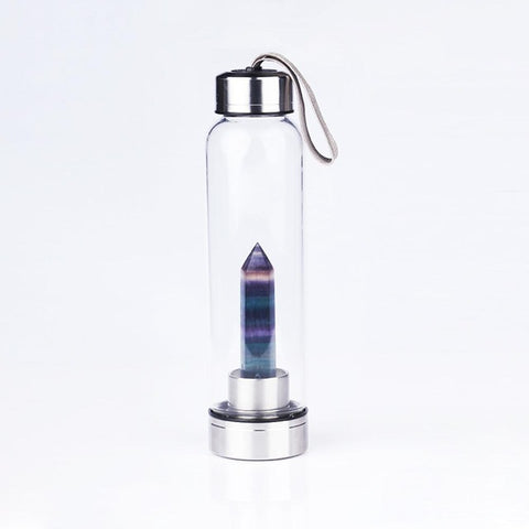 HobbyLane Natural Crystal Drinking Bottle with Amethyst Healing Crystal Glass