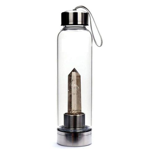 HobbyLane Natural Crystal Drinking Bottle with Amethyst Healing Crystal Glass