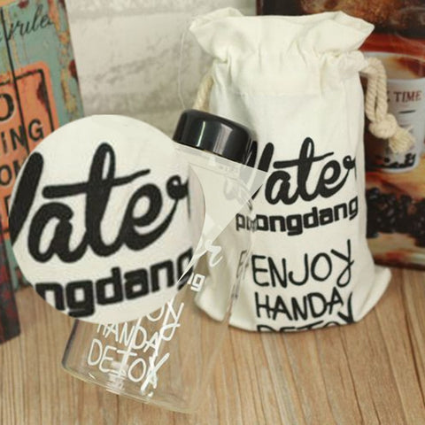 Portable Clear Bottle Bag Water Cup Canvas Bag Sport Plastic Bag Sack 1000ML/500ML Bottle For Hiking