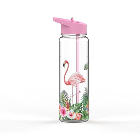 750ml/25oz 100%Tritan Sports Outdoor Straw Water Bottle With Flamingos&Unicorn Printing My Drink Juice Handle Straw Kettle