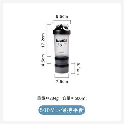 Sports Shaker Bottle 500ML Protein Powder Mixing Bottle Sport Fitness Gym Shaker Portable Plastic Botella Mezclador Protein