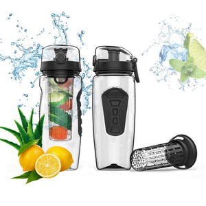 Sport Bottle Portable Fruit Infuser Water Bottle  For Climbing Travel Fitness Lemon Juice Bottle Flip Lid Shaker Protein