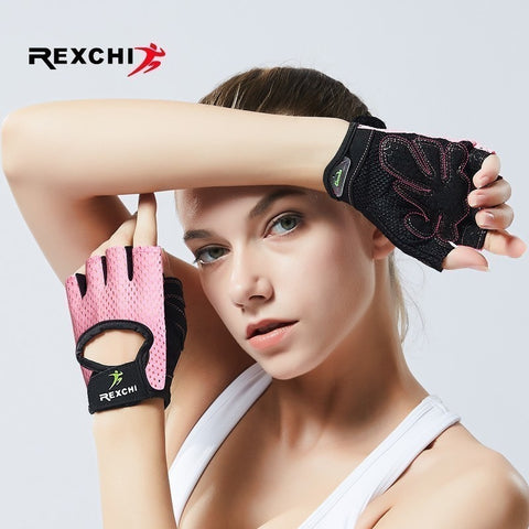 REXCHI Professional Gym Fitness Gloves Power Weight Lifting Women Men Crossfit Workout Bodybuilding Half Finger Hand Protector