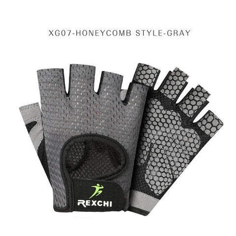 REXCHI Professional Gym Fitness Gloves Power Weight Lifting Women Men Crossfit Workout Bodybuilding Half Finger Hand Protector